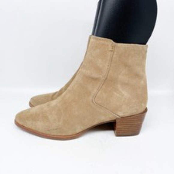 RAG & BONE Rover Zip Mid Heel Booties ALMOND Block Sz 38.5/8.5 - Picture 2 of 8